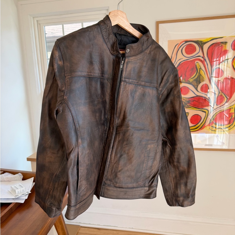 Women’s Distressed Brown Leather Jacket